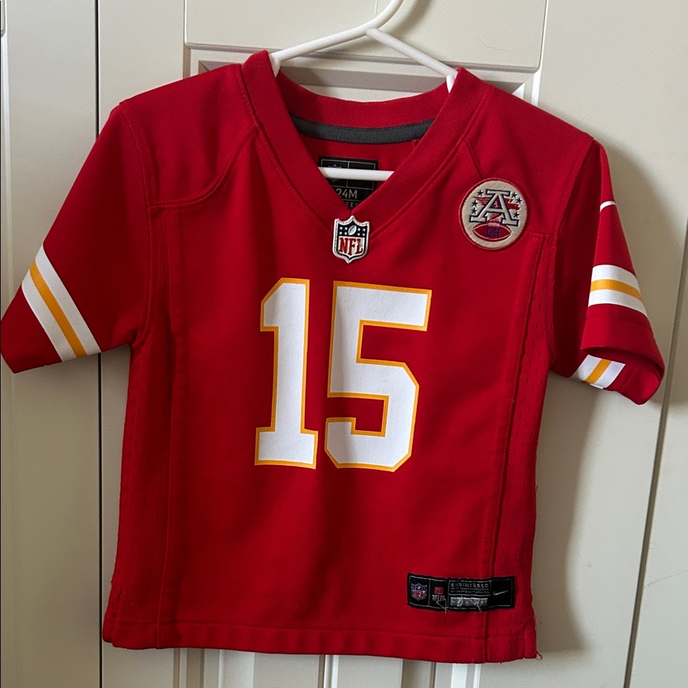 NFL Youth Red #15 Football Jersey with White and Gold Accents